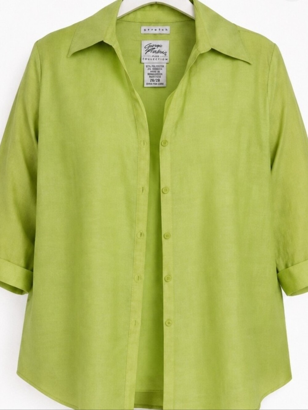 Giorgio Fiorlini Green Spandex Blend Deep Vneck Blouse Plus Size 26/28